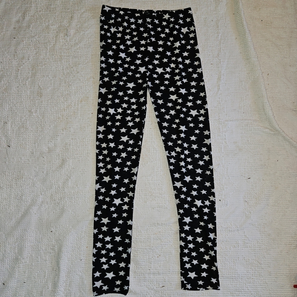 True Rock Black All Over Star Leggings  Edgy Emo Women L/XL *Fits Like Medium*